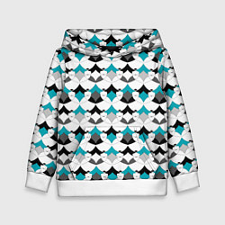 Толстовка-худи детская Разноцветный черный голубой с белым геометрический, цвет: 3D-белый