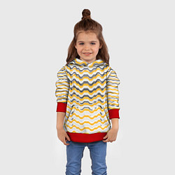 Толстовка-худи детская Чёрные и жёлтые полосы на белом фоне, цвет: 3D-красный — фото 2