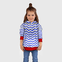 Толстовка-худи детская Black and blue stripes on a white background, цвет: 3D-красный — фото 2
