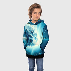Толстовка-худи детская Неоновая комета - нейросеть, цвет: 3D-черный — фото 2