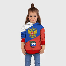 Толстовка-худи детская Россия - на страже, цвет: 3D-красный — фото 2