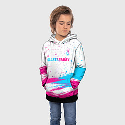 Толстовка-худи детская Galatasaray neon gradient style посередине, цвет: 3D-черный — фото 2