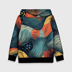 Толстовка-худи детская Волны линиями, цвет: 3D-черный