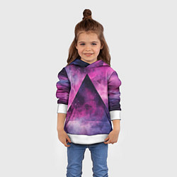 Толстовка-худи детская Пирамида в космосе абстракции, цвет: 3D-белый — фото 2