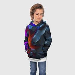 Толстовка-худи детская Объемные камни в разломе, цвет: 3D-белый — фото 2