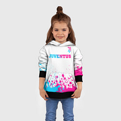 Толстовка-худи детская Juventus neon gradient style посередине, цвет: 3D-черный — фото 2