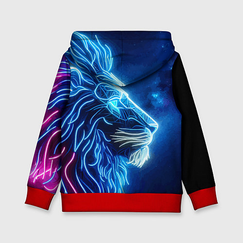 Детская толстовка Профиль космического неонового льва - нейросеть / 3D-Красный – фото 2