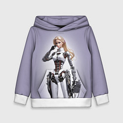Толстовка-худи детская Barbie cyberpunk - ai art fantasy, цвет: 3D-белый