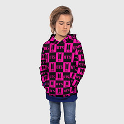 Толстовка-худи детская BTS pattern pink logo, цвет: 3D-синий — фото 2