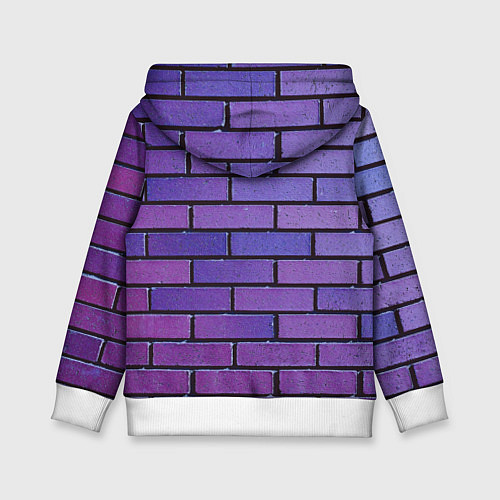 Детская толстовка Кирпичная стена фиолетовый паттерн / 3D-Белый – фото 2