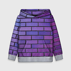Толстовка-худи детская Кирпичная стена фиолетовый паттерн, цвет: 3D-меланж