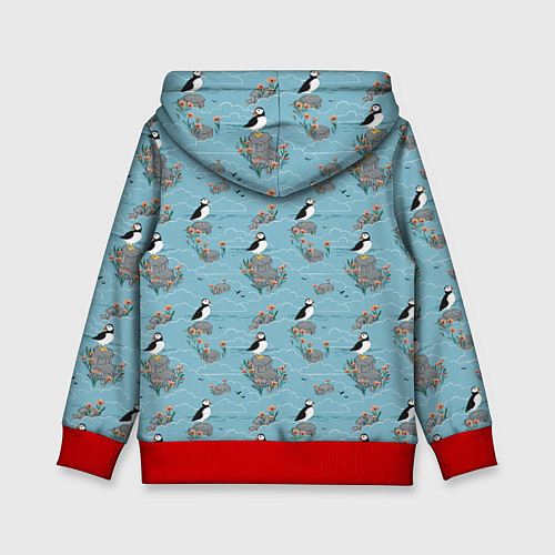 Детская толстовка Маленькие птицы на скалах / 3D-Красный – фото 2