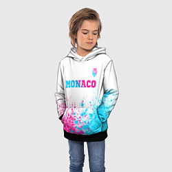 Толстовка-худи детская Monaco neon gradient style посередине, цвет: 3D-черный — фото 2