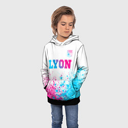 Толстовка-худи детская Lyon neon gradient style посередине, цвет: 3D-черный — фото 2