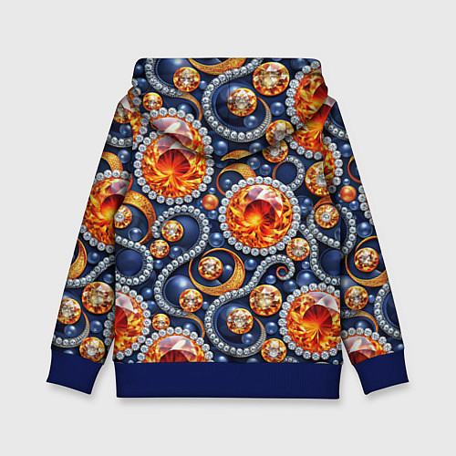 Детская толстовка Ювелирные украшение с золотом и бриллиантом паттер / 3D-Синий – фото 2