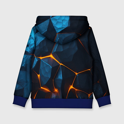 Детская толстовка Разлом плит с оранжевым свечением / 3D-Синий – фото 2