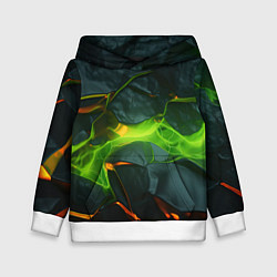 Толстовка-худи детская Неоновая яркая геометрическая абстракция со светом, цвет: 3D-белый