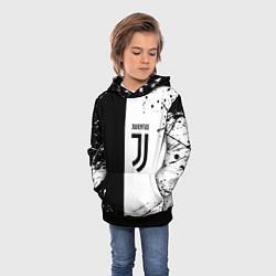 Толстовка-худи детская Juventus краски текстура спорт, цвет: 3D-черный — фото 2