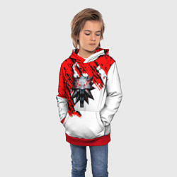 Толстовка-худи детская Ведьмак лого стиль краски, цвет: 3D-красный — фото 2