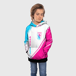 Толстовка-худи детская Aston Villa neon gradient style вертикально, цвет: 3D-черный — фото 2