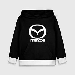 Толстовка-худи детская Mazda logo white, цвет: 3D-белый