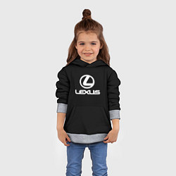 Толстовка-худи детская Lexus white logo, цвет: 3D-меланж — фото 2