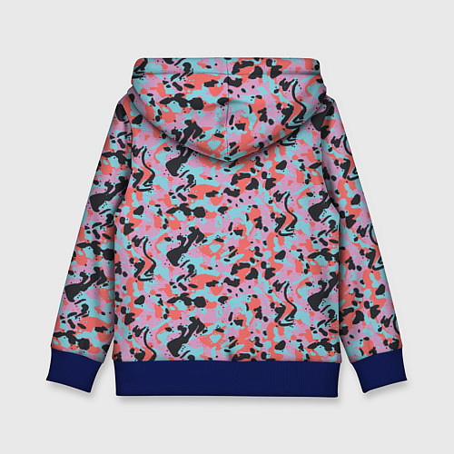 Детская толстовка Неоновый пиксельный камуфляжный паттерн / 3D-Синий – фото 2