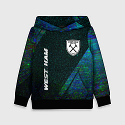 Толстовка-худи детская West Ham glitch blue, цвет: 3D-черный