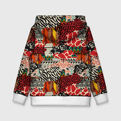 Детская толстовка Разноцветный орнамент хаки / 3D-Белый – фото 2