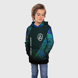 Толстовка-худи детская Linkin Park glitch blue, цвет: 3D-черный — фото 2