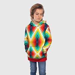Толстовка-худи детская Этнический орнамент гео, цвет: 3D-красный — фото 2