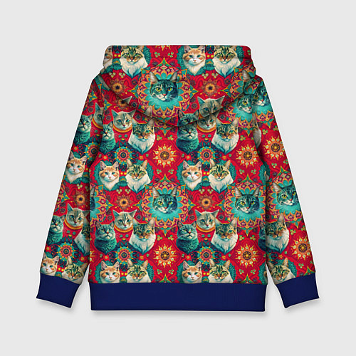 Детская толстовка Мандала с кошачьим орнаментом / 3D-Синий – фото 2