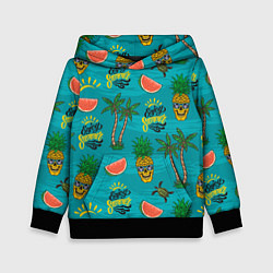 Толстовка-худи детская Enjoy summer pattern - pineapple, цвет: 3D-черный