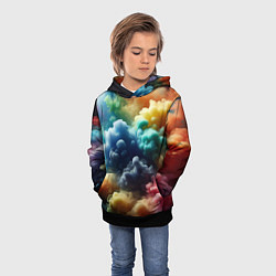 Толстовка-худи детская Яркий цветной дым, цвет: 3D-черный — фото 2