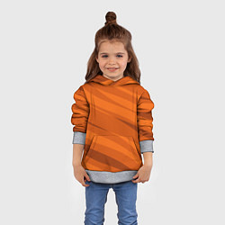 Толстовка-худи детская Тёмный оранжевый полосами, цвет: 3D-меланж — фото 2