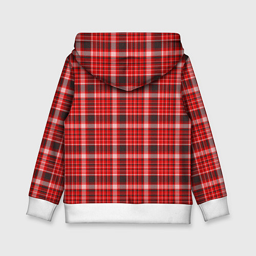 Детская толстовка Красный клетчатый узор / 3D-Белый – фото 2