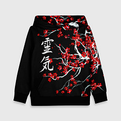 Толстовка-худи детская Цветы сакуры, цвет: 3D-черный