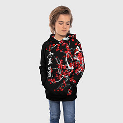 Толстовка-худи детская Цветы сакуры, цвет: 3D-черный — фото 2