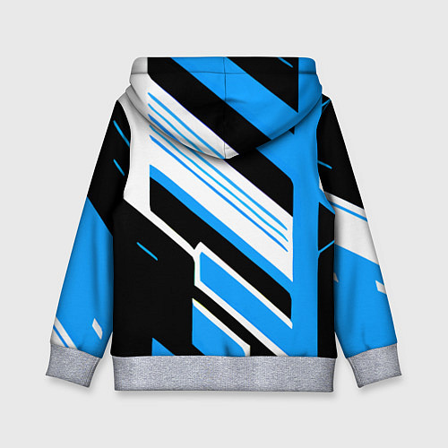 Детская толстовка Бело-синие полосы на чёрном фоне / 3D-Меланж – фото 2