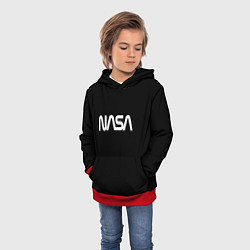 Толстовка-худи детская Nasa white logo, цвет: 3D-красный — фото 2