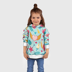 Толстовка-худи детская Сердечко с крылышками, цвет: 3D-белый — фото 2
