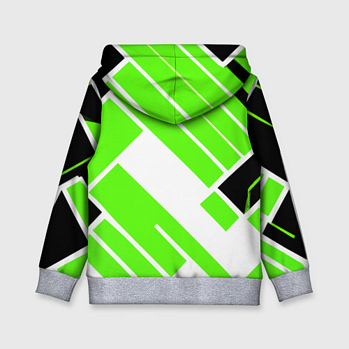 Детская толстовка Зелёные широкие линии на белом фоне / 3D-Меланж – фото 2