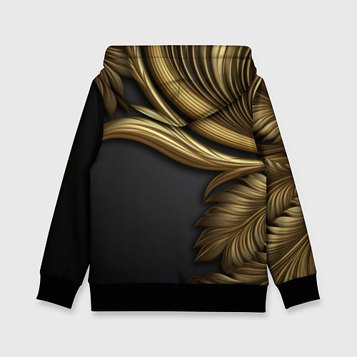 Детская толстовка Золотые объемные листья на черном / 3D-Черный – фото 2