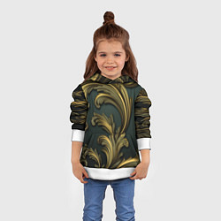 Толстовка-худи детская Золотые старые темные узоры, цвет: 3D-белый — фото 2