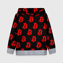 Толстовка-худи детская Bitcoin red logo money, цвет: 3D-меланж