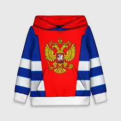 Толстовка-худи детская Россия герб спорт, цвет: 3D-белый