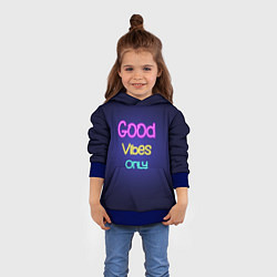 Толстовка-худи детская Только хорошие вибрации неон - good vibes only, цвет: 3D-синий — фото 2
