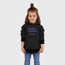 Толстовка-худи детская Audi neon logo, цвет: 3D-черный — фото 2