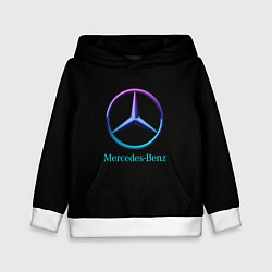 Толстовка-худи детская Mercedes neon logo, цвет: 3D-белый