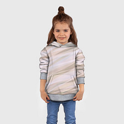 Толстовка-худи детская Бежевый абстрактные полосы, цвет: 3D-меланж — фото 2